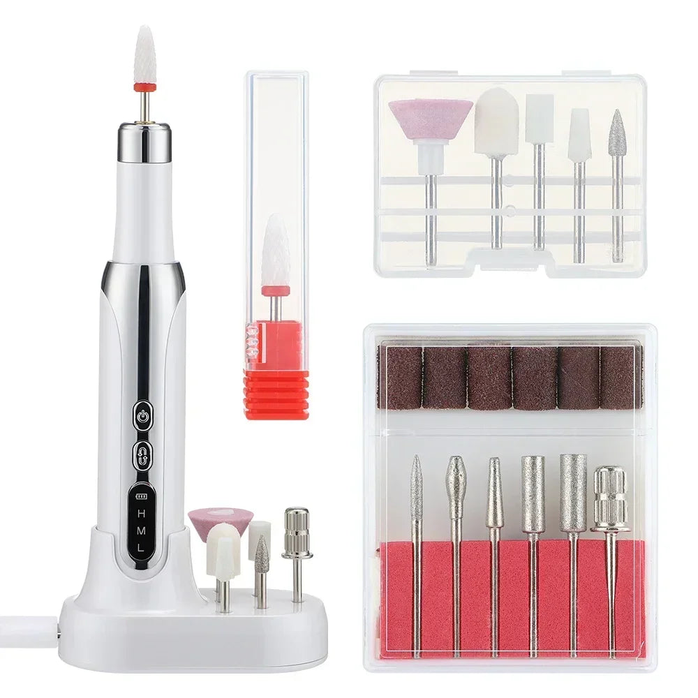Electric Nail Grinder Nail Polishing Machine with Light Portable Mini Electric Manicure Pen for Gel Removing Polishing Dead Care 7