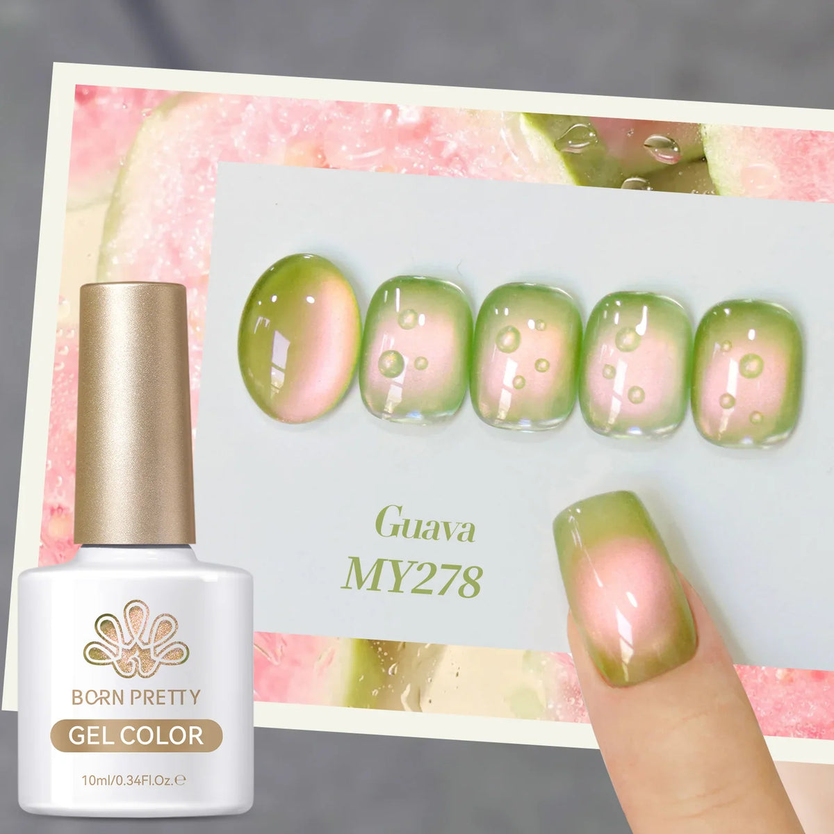 BORN PRETTY 10ml Fruit Purple Grape Cat Magnetic Gel Nail Polish 2025 New Whitening Guava Glass Beads Varnish Nail Supplies 42