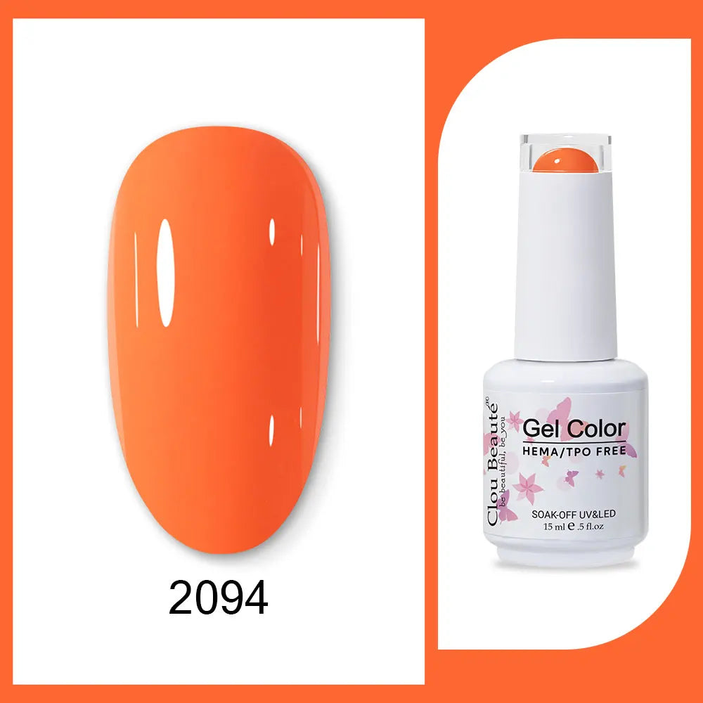 Clou Beaute 15ml Red Black White Green Neon Gel Nail Polish Base Top Coat Velvet Top 400 Colors Semi Permanent Gel Nail Varnish 22