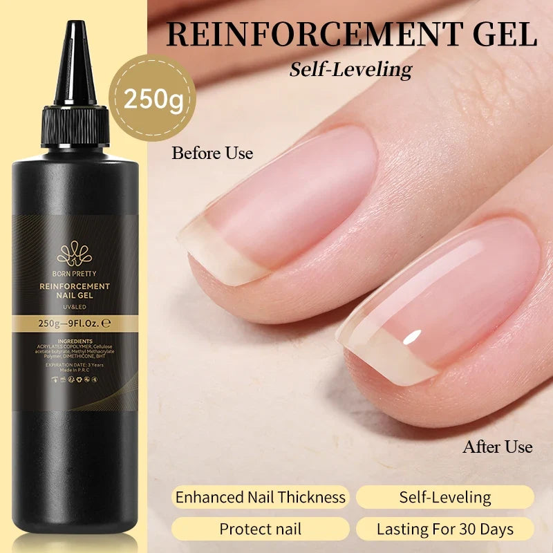BORN PRETTY 250g Milky White Jelly Nude Gel Nail Polish Refilled Package Translucent Clear Semi Permanent Soak Off UV Gel 14