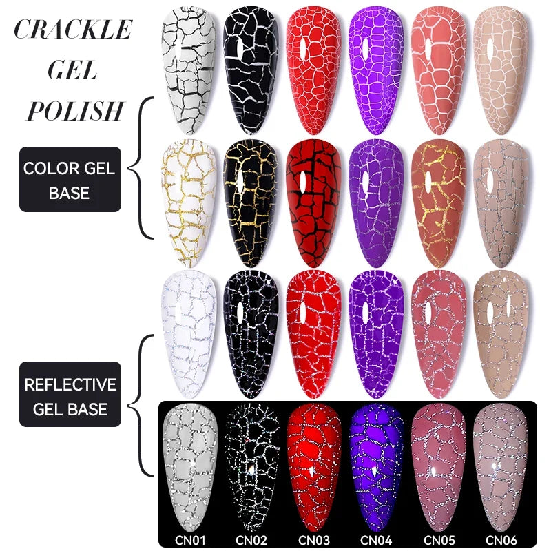 LILYCUTE 7ml Neon Crackle Gel Nail Polish Summer Fluorescent Quick Drying Semi Permanent UV Gel Nail Art Varnish DIY Manicure 4