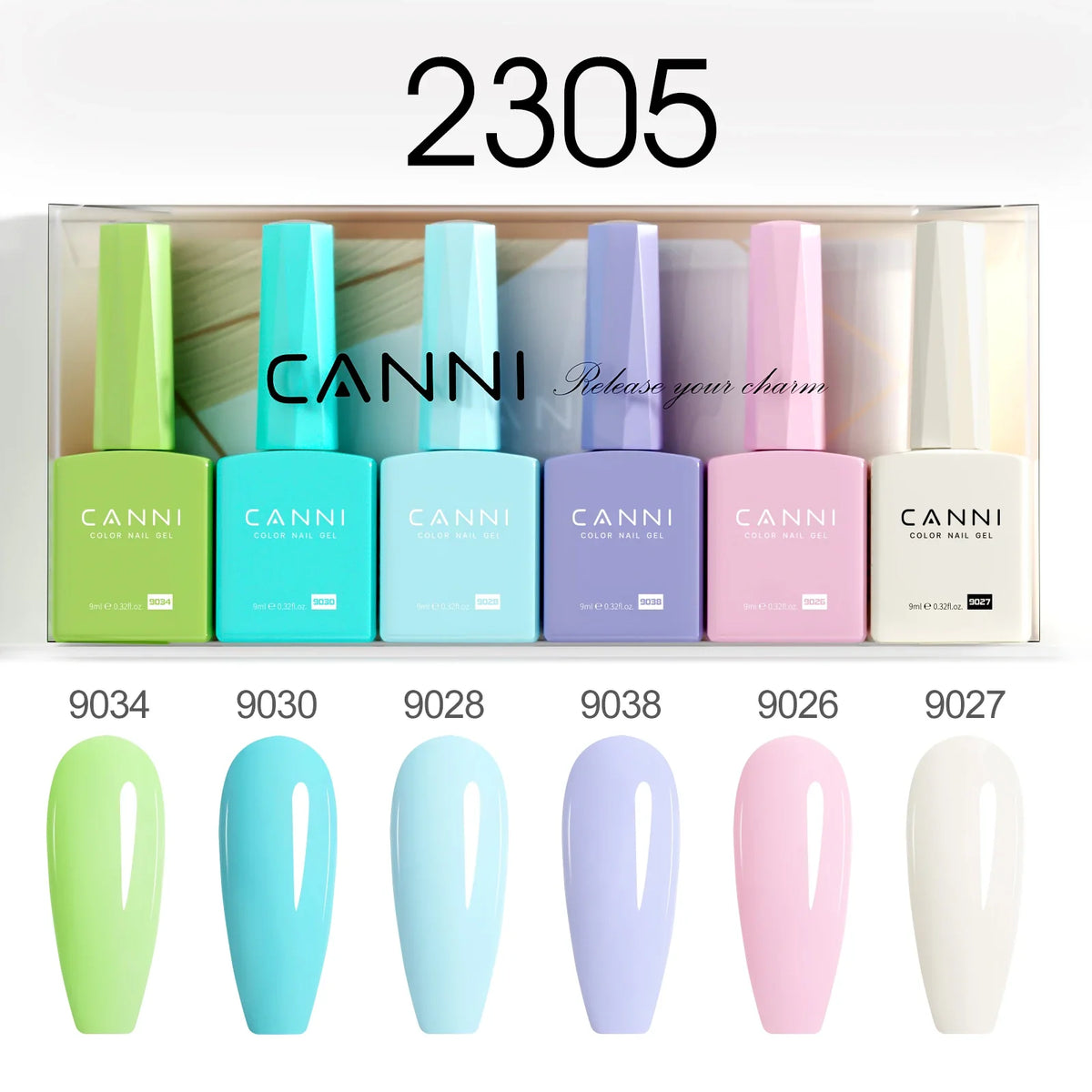 6pcs*9ml CANNI HEMA FREE Nail Gel Polish Set Gorgeous Color Semi Permanent Pigmented Painting Gel Soak off UV LED Gel Nails Kit 8