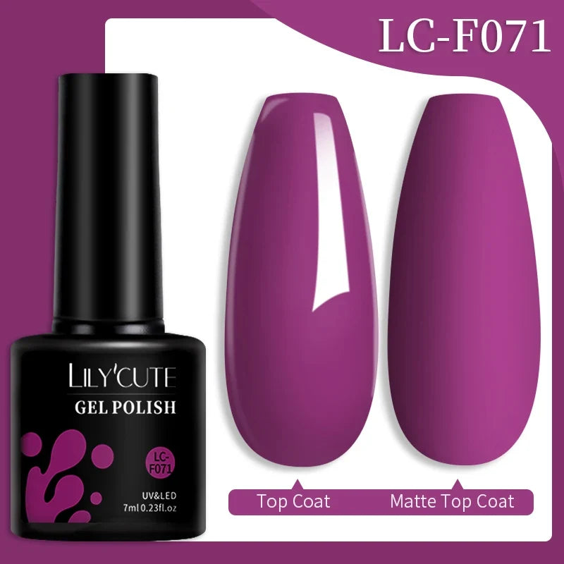 LILYCUTE 7ML Colorful Gel Nail Polish 129 Colors Long Lasting For Manicure Semi Permanent Base Top Coat Nail Art UV Gel Varnish 9