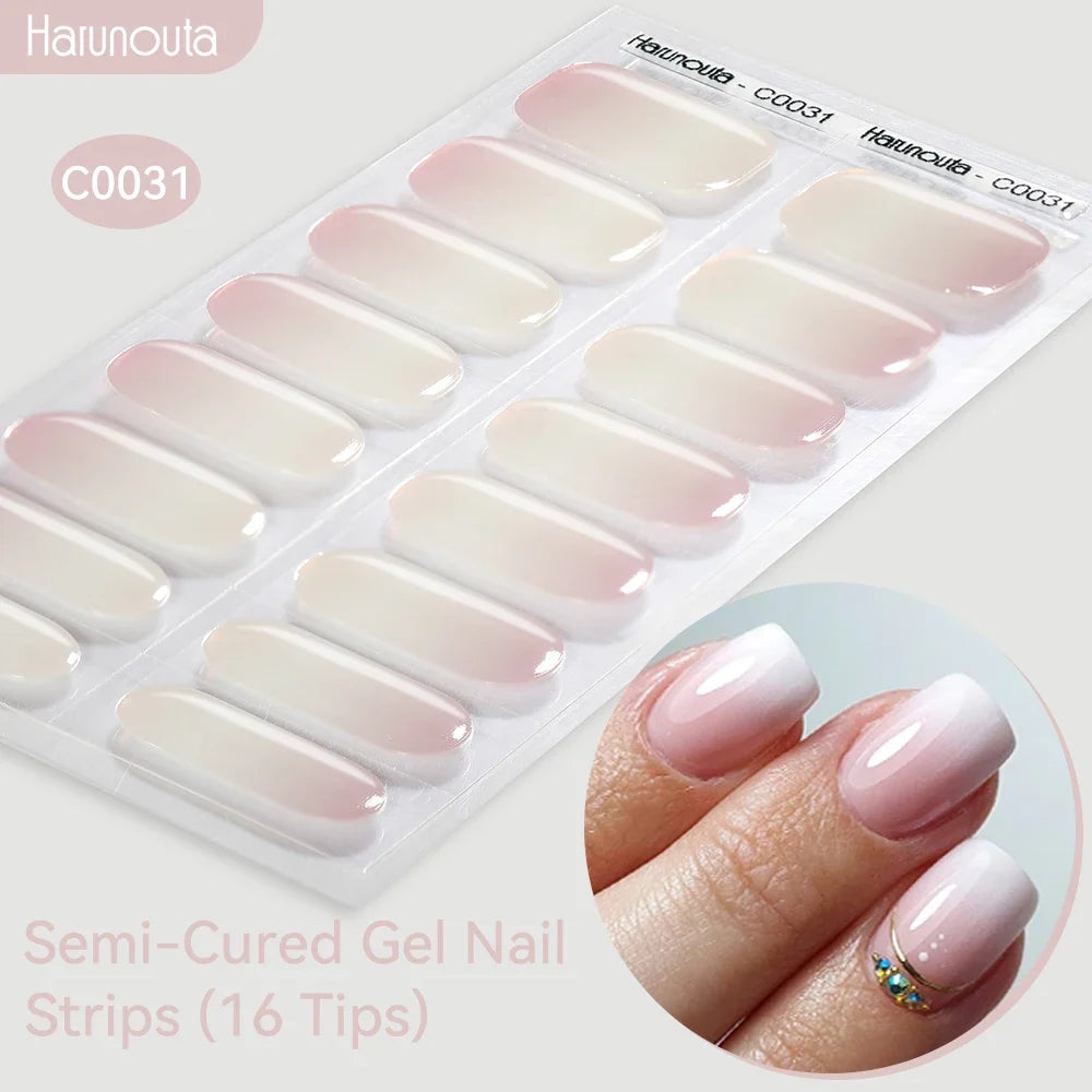 Gradient Auroras Semi Cured Gel Nail Strips Sparkly Shinning DIY Gel Polish Stickers for Nails Works with UV/LED Nail Lamps 31