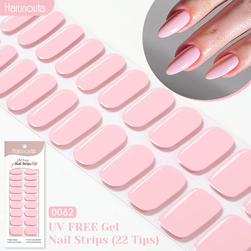 22strips UV Free Nail Gel Strips Loving Heart Gel Polish Nail Sticker Curing-free Adhesive Stickers for Nails Long Lasting Wrap 21
