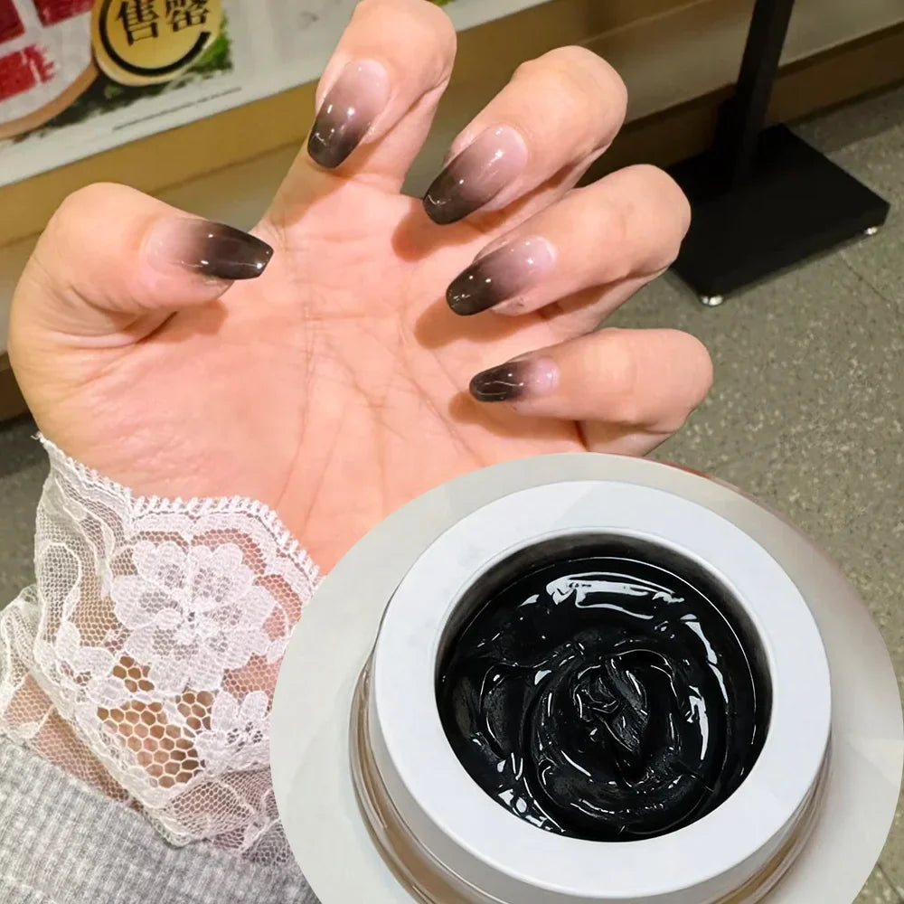 1Jar Black Pat Painting Gel Nail Polish with Air Cushion Gradient Matte Texture Nail Patting Glue Soak Off UV LED Nail Varnish 8 1