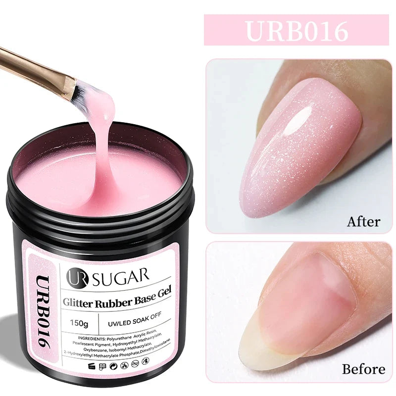 UR SUGAR 150g Rubber Base Gel Nail Polish Sparking Aurora Glitter Rubber Varnish Soak Off Semi permanent UV LED Gel Manicure 23