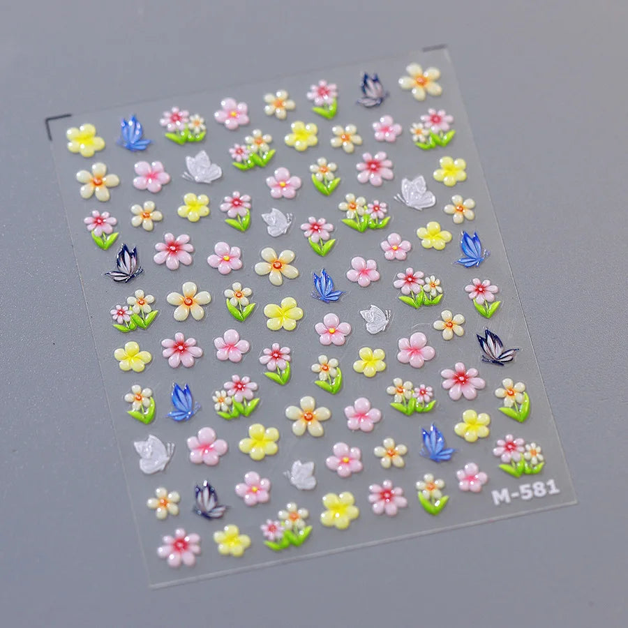 1pcs Dream Flower Window Shell Light Nail Art Stickers Japanese Flower Self Adhesive Stickers Press On Nails Decoration Decals 30