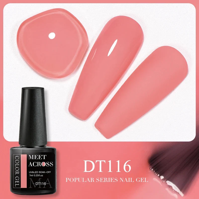 MEET ACROSS 5ml Pink Dried Flower Gel Nail Polish Natural Flower Fairy Nail Art Gel Soak Off UV LED Painting Varnishes For Nails 62