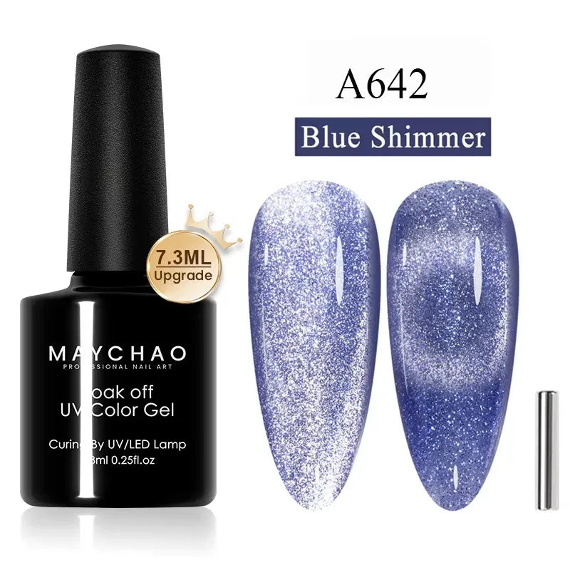 MAYCHAORomantic Galaxy Cat Eye Gel Nail Polish With Magnet Soak off UV Holographic Magnetic Rainbow Gel Polish for Nail Manicure 69