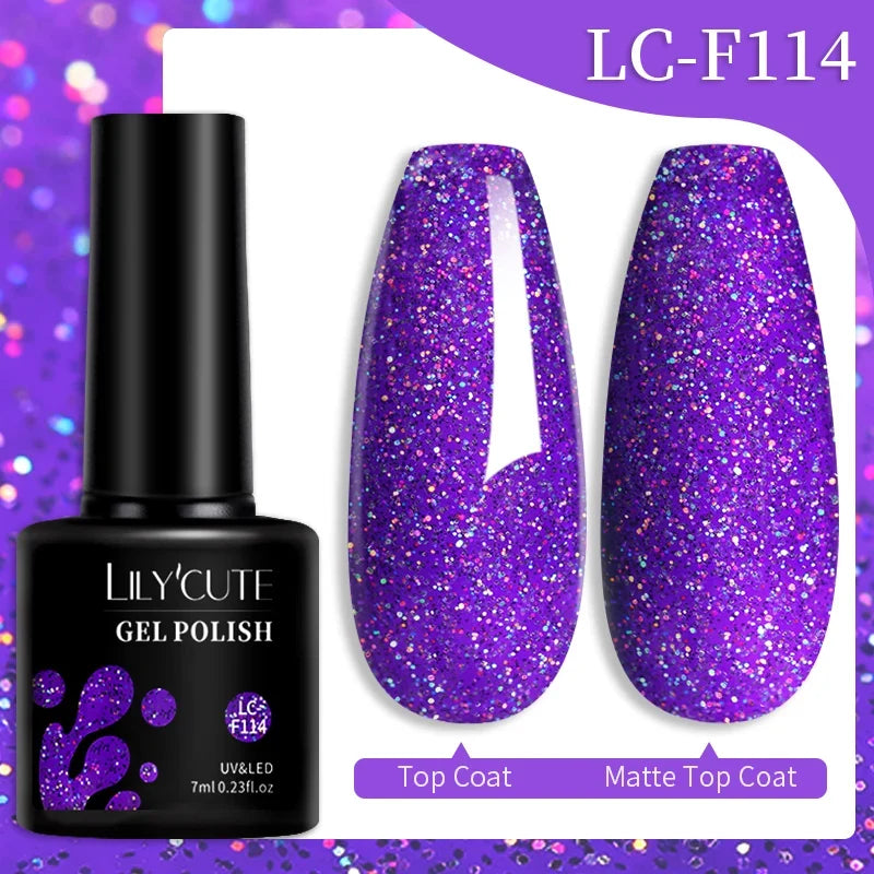 LILYCUTE 7ML Colorful Gel Nail Polish 129 Colors Long Lasting For Manicure Semi Permanent Base Top Coat Nail Art UV Gel Varnish 139
