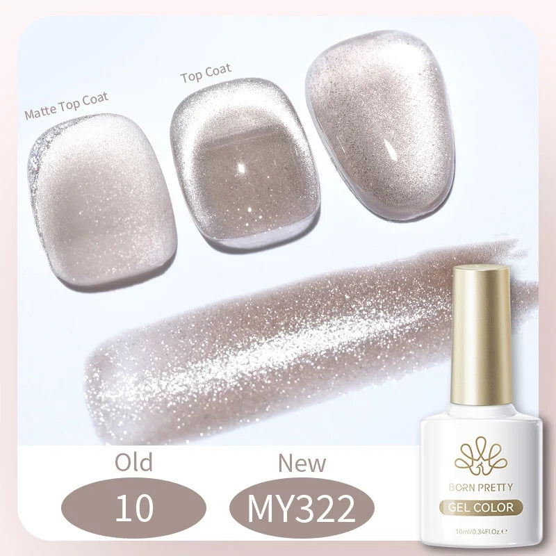 BORN PRETTY 10ml Silver Water Light Cat Magnetic Gel Nail Polish Nail Supplies Vernis Semi Permanent Gel for Fall Winter Nails 61
