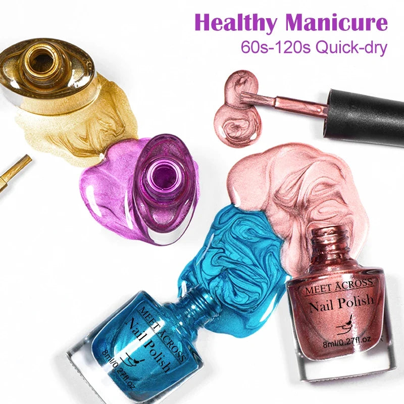 8ml Mirror Metallic Nail Polish No Need Lamp Curing Air Dry Salon Quality Soak-Off Long Lasting Varnishes DIY Manicure Design 4