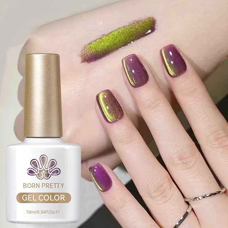 BORN PRETTY 10ml Fruit Purple Grape Cat Magnetic Gel Nail Polish 2025 New Whitening Guava Glass Beads Varnish Nail Supplies 2