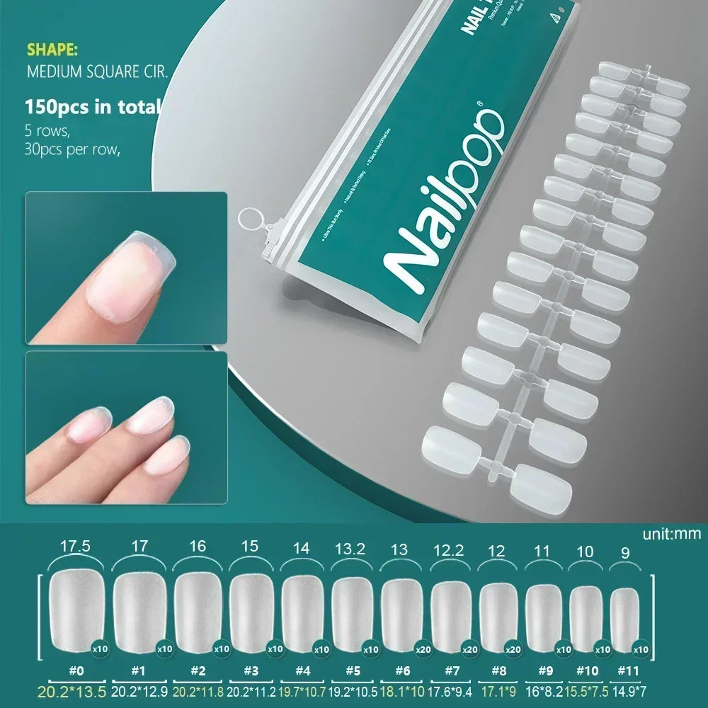 NAILPOP 120pcs Fake Nails Full Cover Press on Nails Coffin Soft Gel American Pose Capsule False Nail Tips for Extension System 48