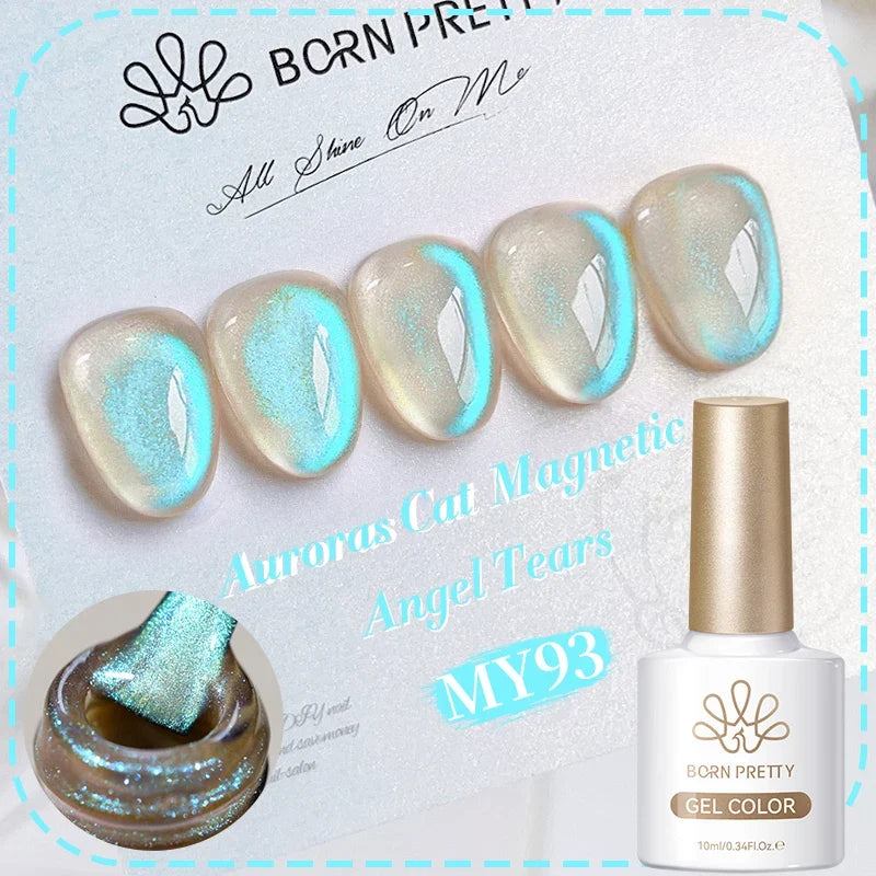 BORN PRETTY 10ml Silver Water Light Cat Magnetic Gel Nail Polish Nail Supplies Vernis Semi Permanent Gel for Fall Winter Nails 8