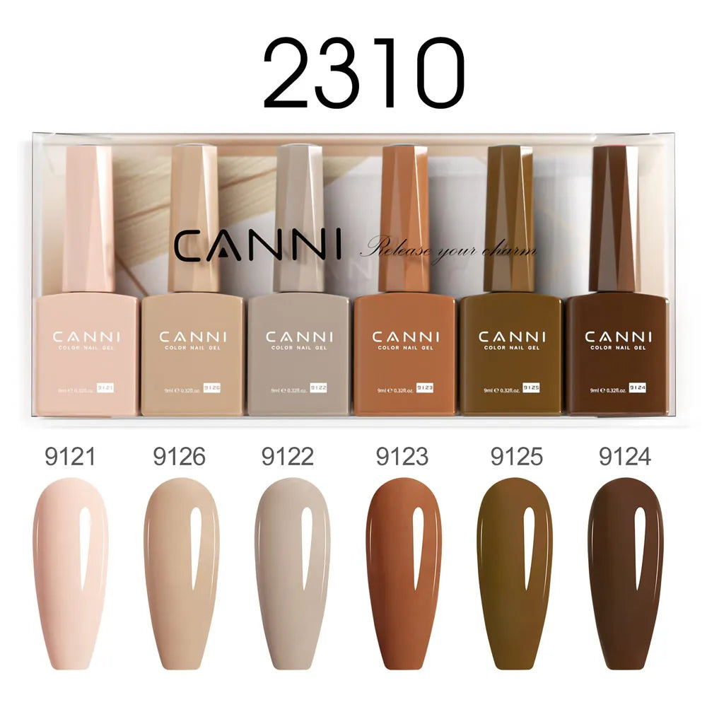 6pcs*9ml CANNI HEMA FREE Nail Gel Polish Set Gorgeous Color Semi Permanent Pigmented Painting Gel Soak off UV LED Gel Nails Kit 47