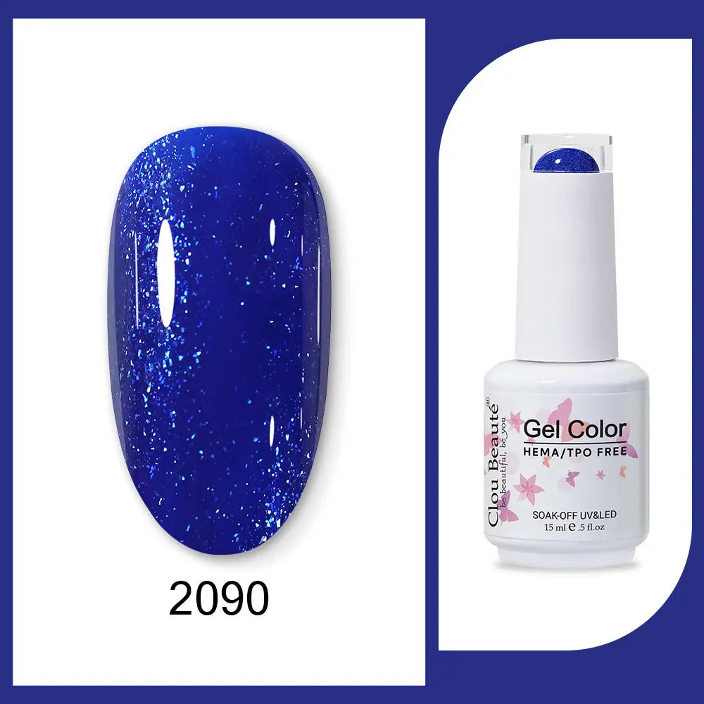 Clou Beaute 15ml Red Black White Green Neon Gel Nail Polish Base Top Coat Velvet Top 400 Colors Semi Permanent Gel Nail Varnish 98