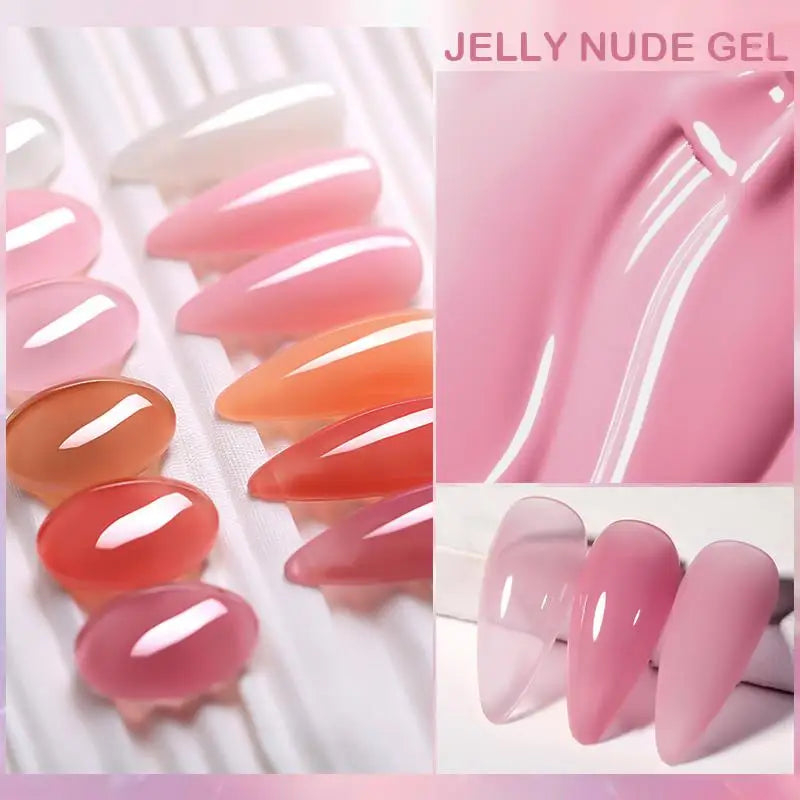 LILYCUTE 6PCS/SET 7ml Jelly Pink Nude Translucent Gel Nail Polish Set Semi Permanent Soak Off Nail Art Manicure Gel Set 5