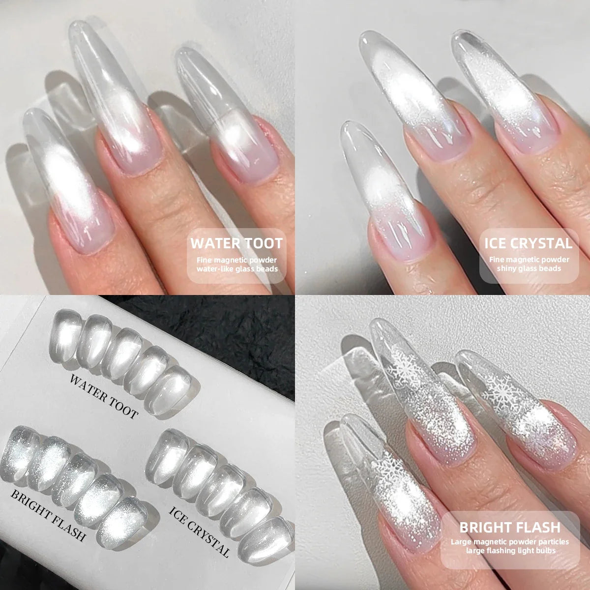 XEIJAYI 3pcs 15ml White Plain water cat's eye Magnetic Gel Nail Polish - Ultra Shine, Quick-Dry, Soak-Off UV/LED Varnish for Stu 2