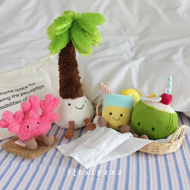 Lemonade Coconut Plush Toy – Very Soft Palm Tree & Red Coral Cartoon Doll, Cute Home Décor & Christmas Gift 3