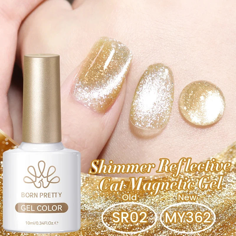 BORN PRETTY 10ml Silver Water Light Cat Magnetic Gel Nail Polish Nail Supplies Vernis Semi Permanent Gel for Fall Winter Nails 37