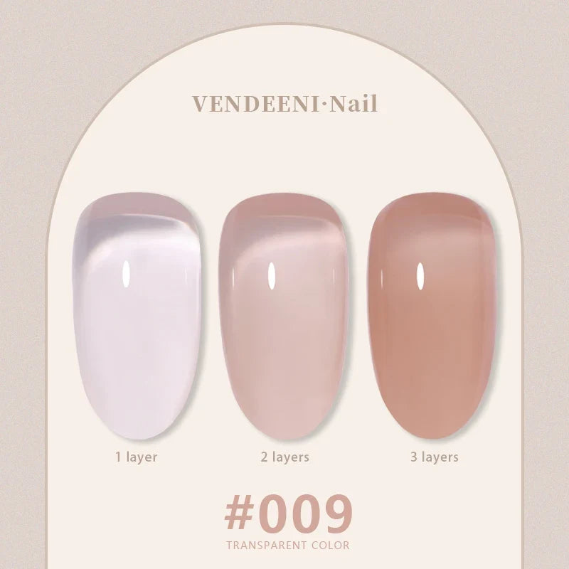 Vendeeni 24 Colors Jelly Transparent Gel Nail Polish Nude Pink Skin Color UV Soak Off Gel Varnish Jade Nail Art Gel Lacquer 15ml 17