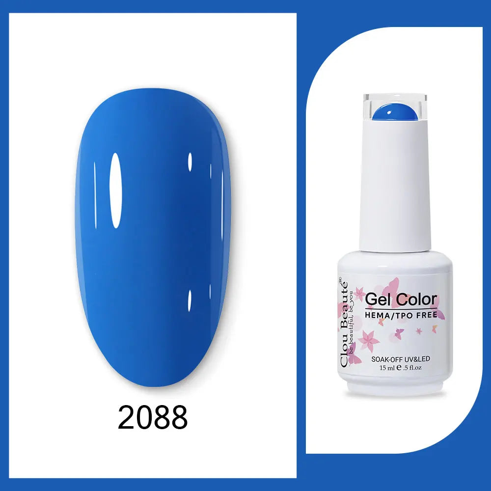Clou Beaute 15ml Red Black White Green Neon Gel Nail Polish Base Top Coat Velvet Top 400 Colors Semi Permanent Gel Nail Varnish 29