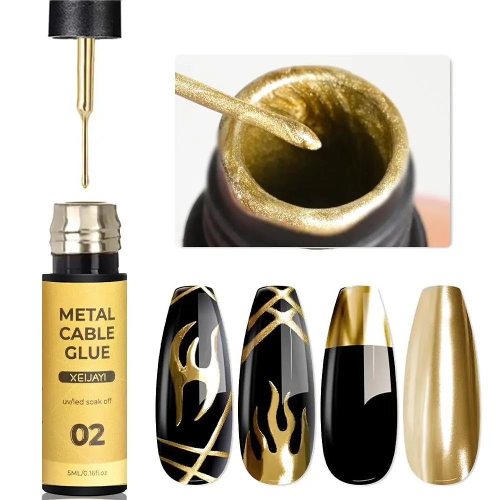 5/7/8ml Super-Bright Metallic Painting Liner Gel Polish Silver/Gold/Rose Mirror Gel Nail Polish Semi Permanent UV Nail Art Verni 2