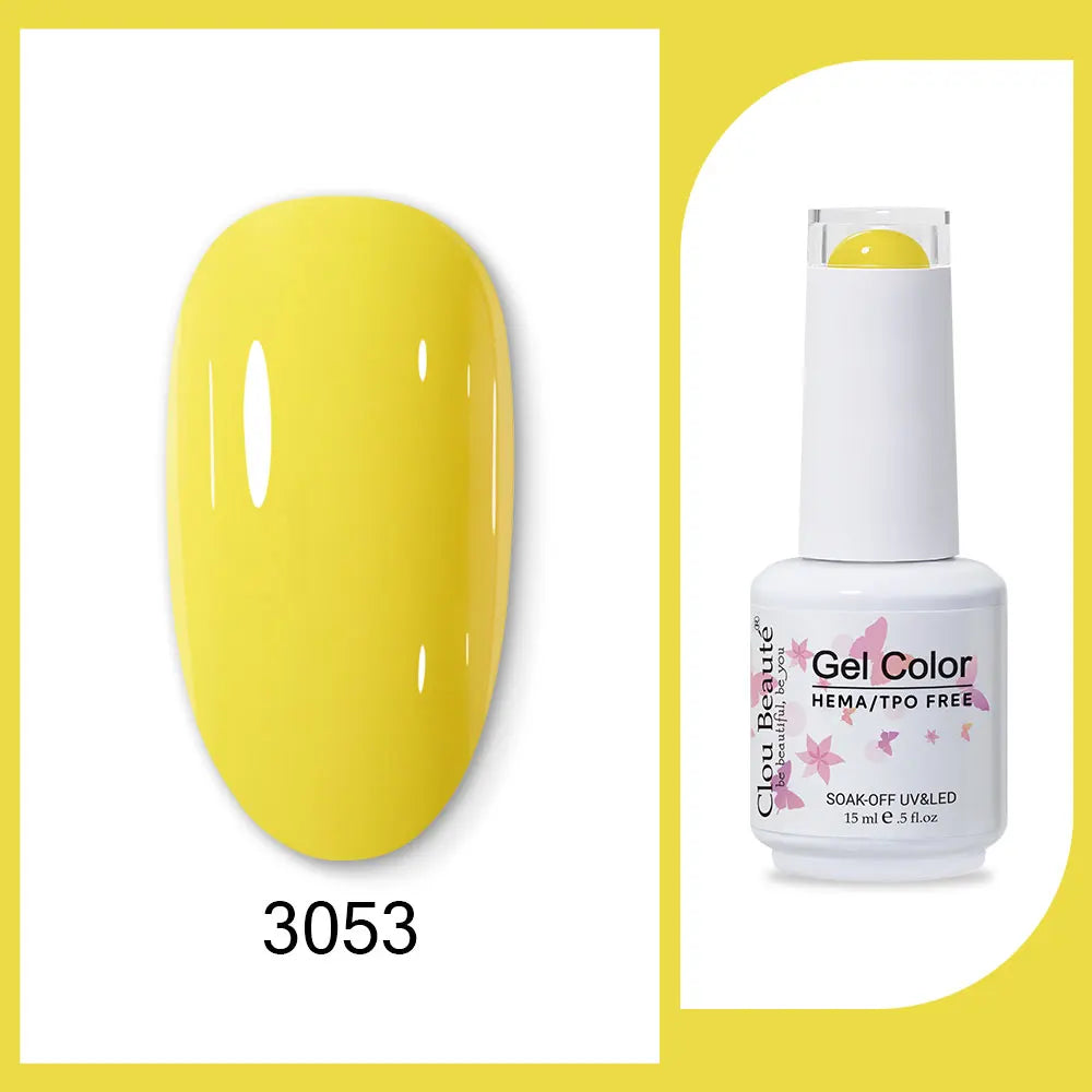 Clou Beaute 15ml Red Black White Green Neon Gel Nail Polish Base Top Coat Velvet Top 400 Colors Semi Permanent Gel Nail Varnish 62