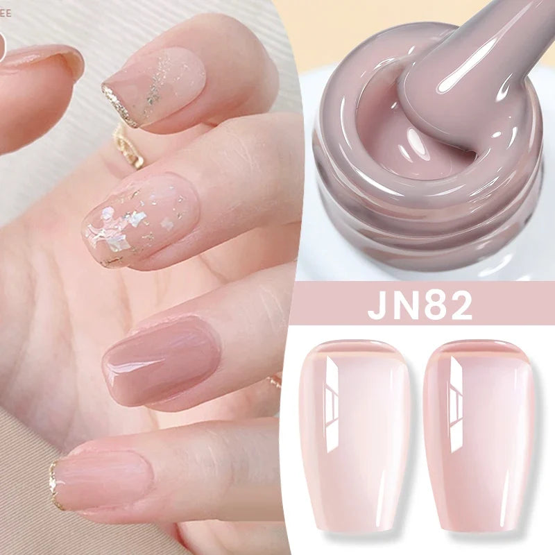 BORN PRETTY Jelly Nude Gel Nail Polish 10ml Light Pink Peach Translucent Color UV Light Cure Gel Varnish Nail Art DIY at Home 32