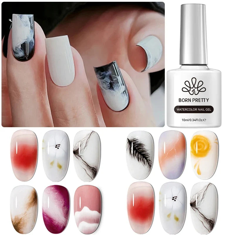 BORN PRETTY 10ml Clear Blooms Gel Polish UV LED Soak Off Nail Art Polish for Spreading Effect Marble Nail Polish Gel Painting 2