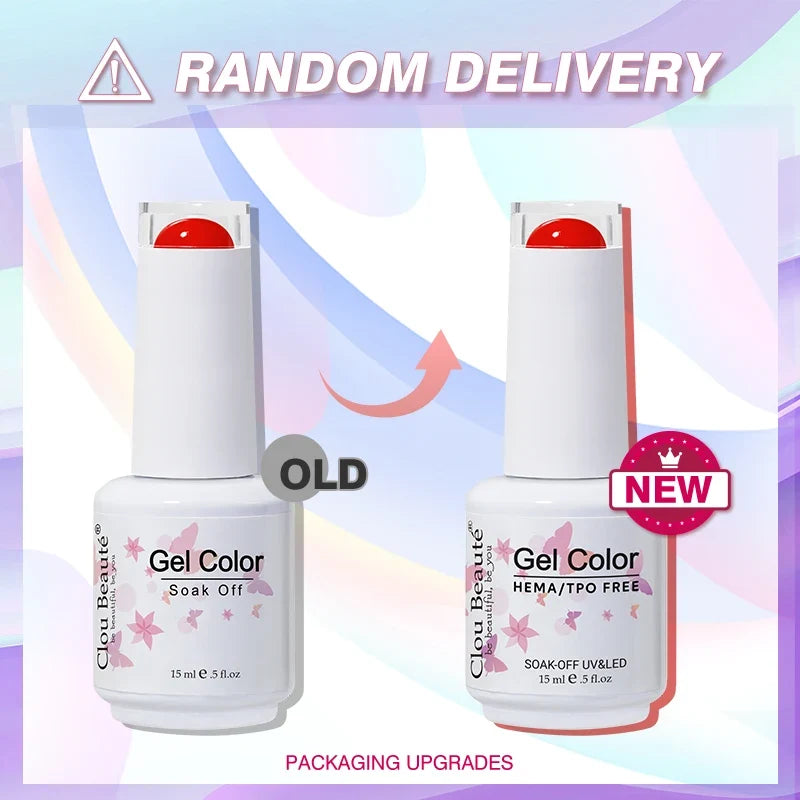 Clou Beaute 15ml Red Black White Green Neon Gel Nail Polish Base Top Coat Velvet Top 400 Colors Semi Permanent Gel Nail Varnish 6