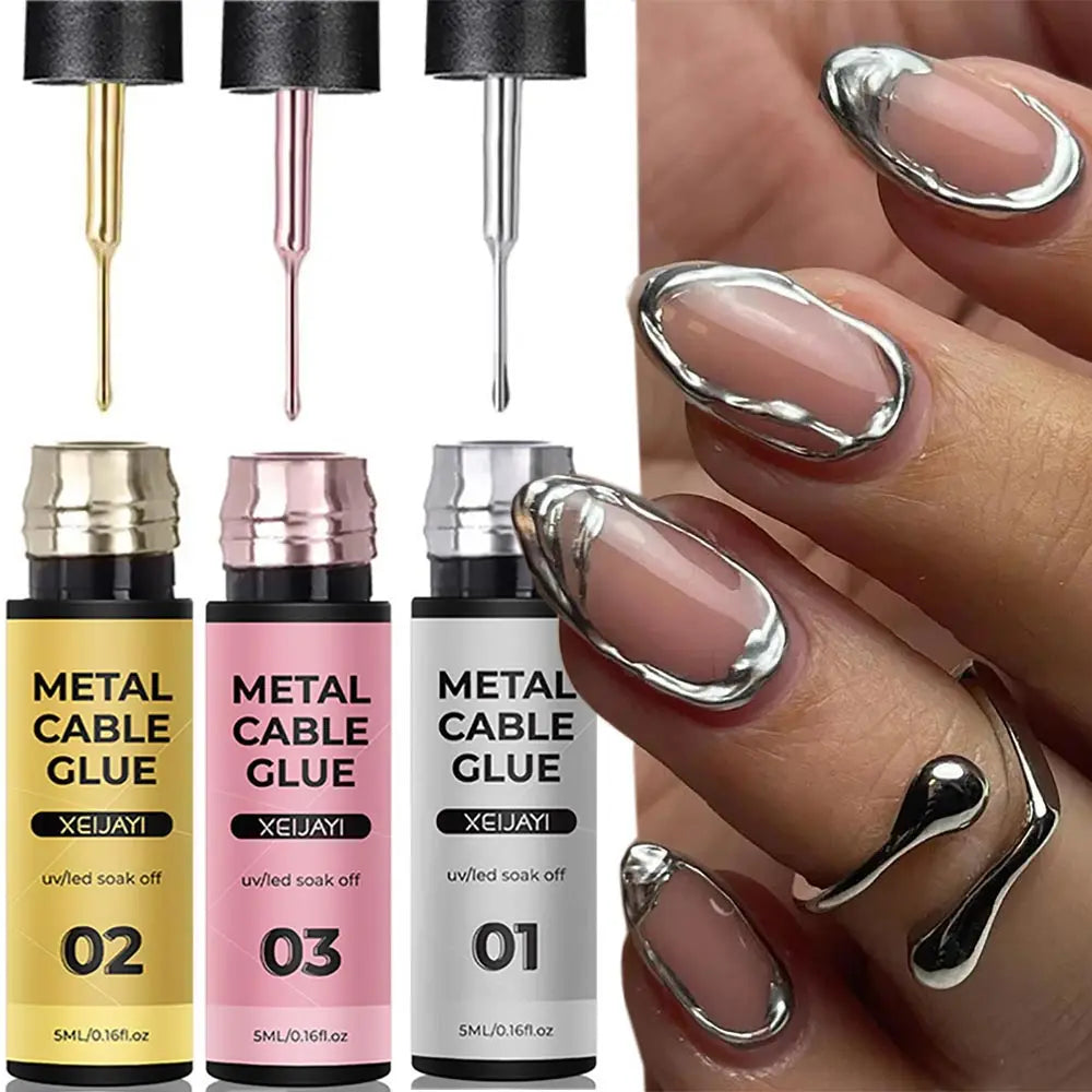 5/7/8ml Super-Bright Metallic Painting Liner Gel Polish Silver/Gold/Rose Mirror Gel Nail Polish Semi Permanent UV Nail Art Verni 1