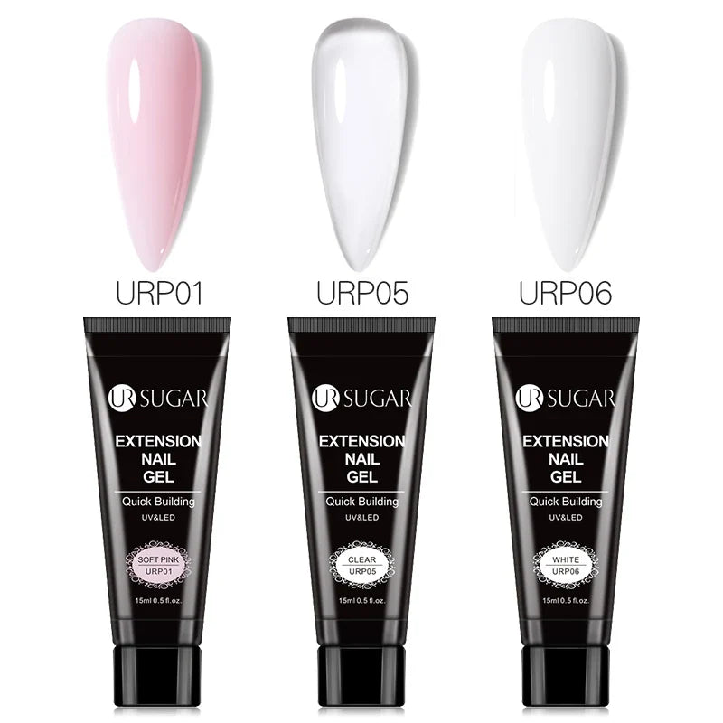 UR SUGAR 15ml Extension Gel Nail Polish Bright Nude White Clear Semi Permanent UV Hard Gel Nails Finger Prolong Gel Varnish Set 13