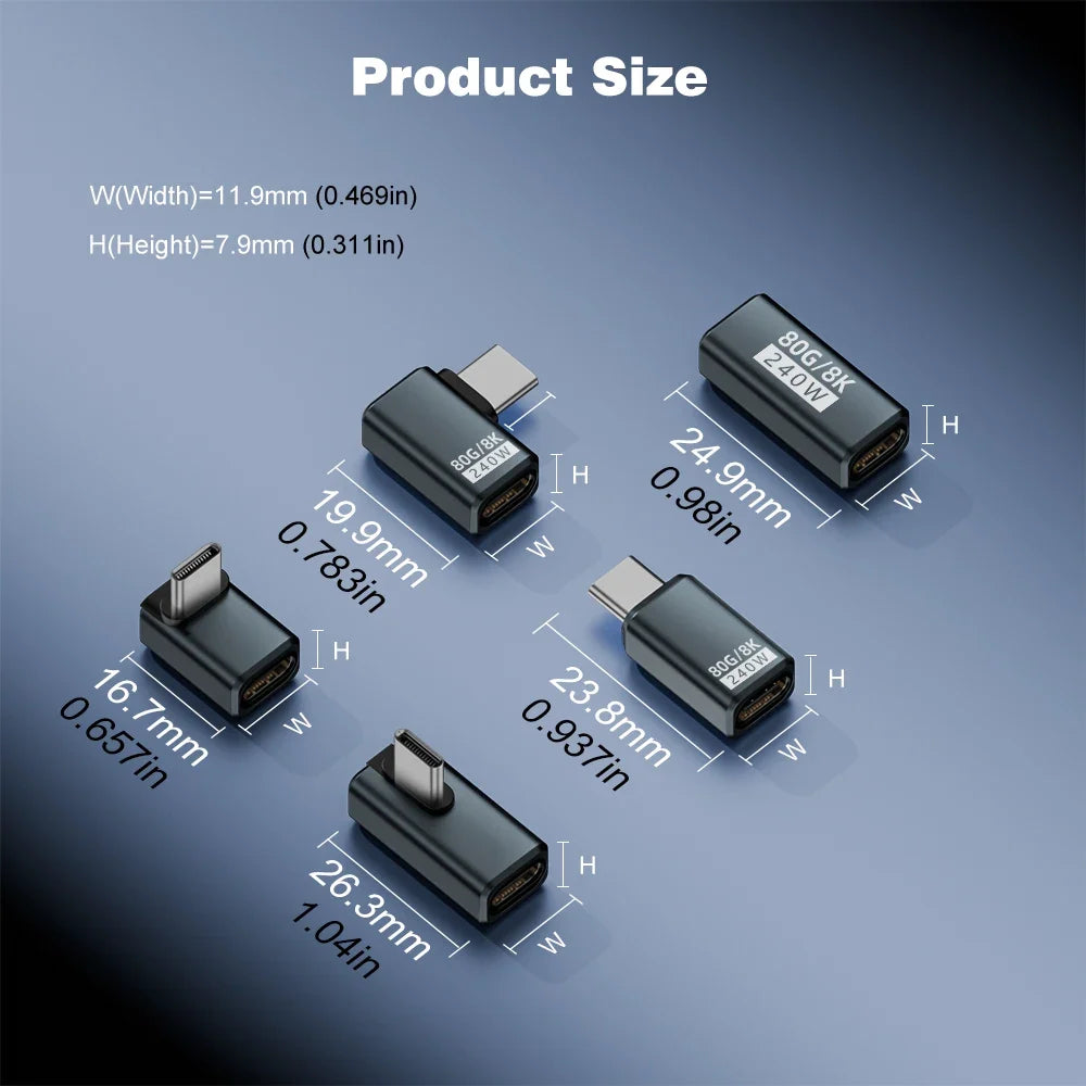 USB4 V2 90 Degree USB-C Angle Adapter | 80Gbps Thunderbolt 5/4/3 Elbow Connector 6