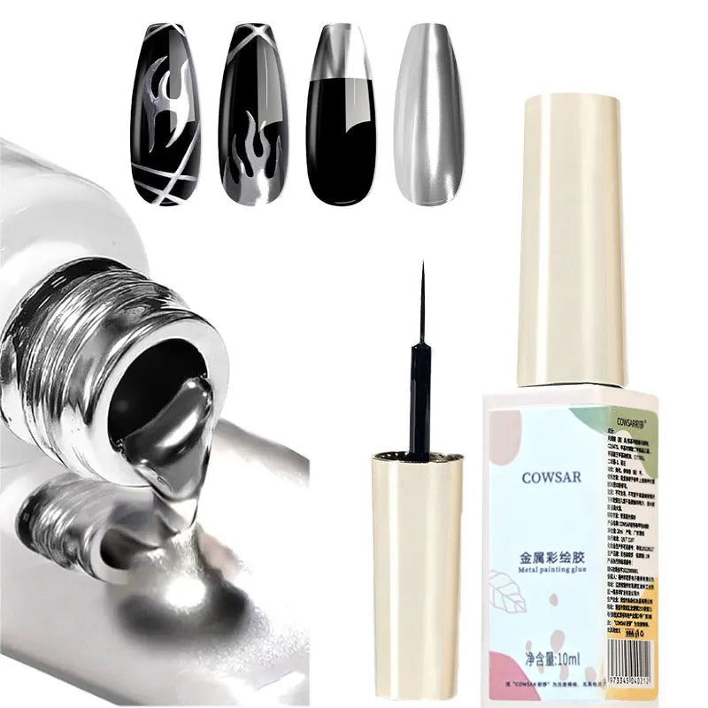 5/7/8ml Super-Bright Metallic Painting Liner Gel Polish Silver/Gold/Rose Mirror Gel Nail Polish Semi Permanent UV Nail Art Verni 13