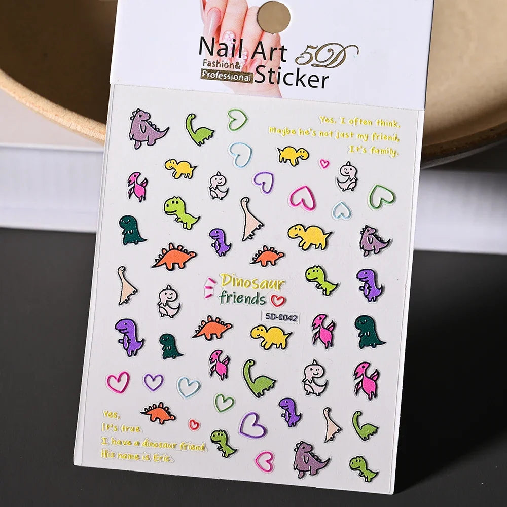 Lovely Cat Nail Decals 3D Animal Cartoon Dog Scrawl Relief Self Adhesive Nail Art Stickers Cute Puppy Kitty Y2K Nails Decoration 14