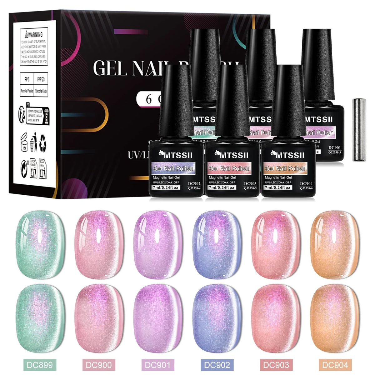 7pcs Shiny Cat Magnetic Gel Nail Polish Set With Magnetic Rod Pink Colorful Semi Permanent Soak Off UV Gel Varnish Nail Supplies 9