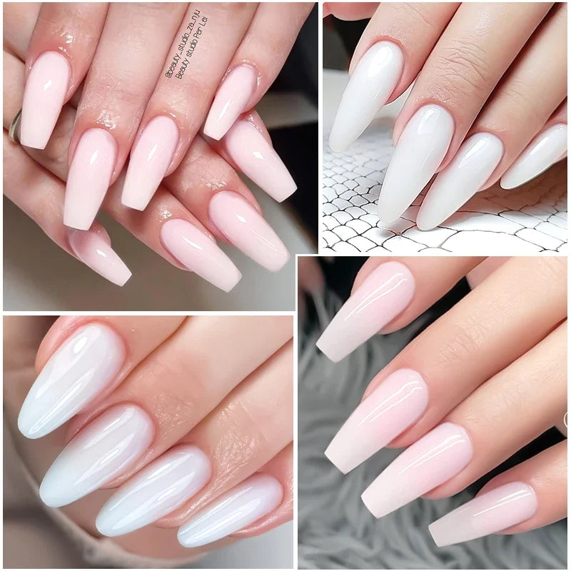 Milky White Nail Extension Gel Clear Nude Building UV Gel For Nails Finger Extensions Form Tips French Nails Manicure Nail Art 3