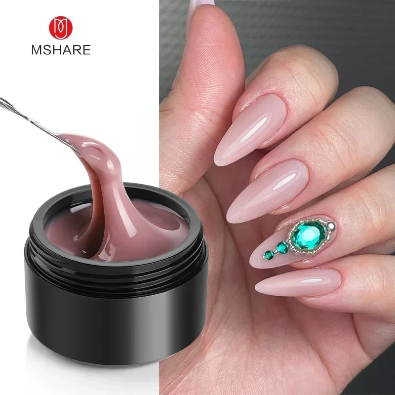 MSHARE 50ml Natural Nails Gel Builder Nalil Tpo Free Self Leveling Gel for Nail Extension Construction Pink Shade UV Led Gel 10