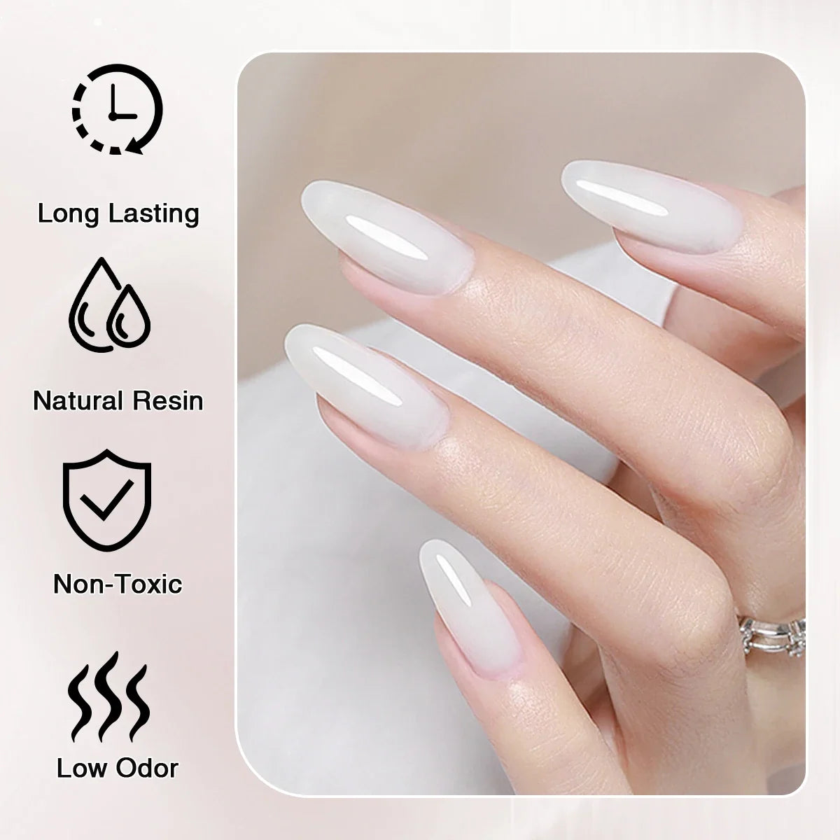 Hassleless Pudding Milky White Gel Nail Polish, Pure Color UV Gel Polish, For Professionals Starter Nail Art DIY 15ml 4