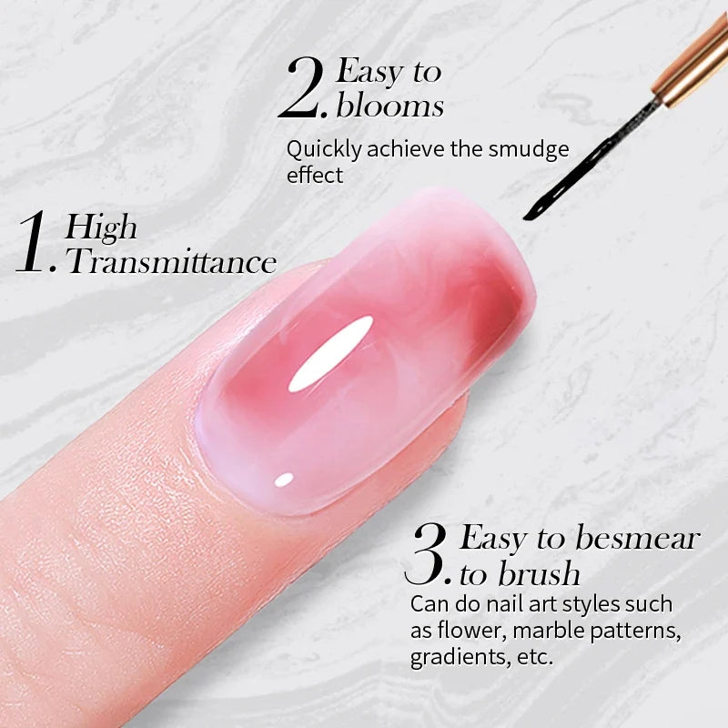 BORN PRETTY 10ml Clear Blooms Gel Polish UV LED Soak Off Nail Art Polish for Spreading Effect Marble Nail Polish Gel Painting 4