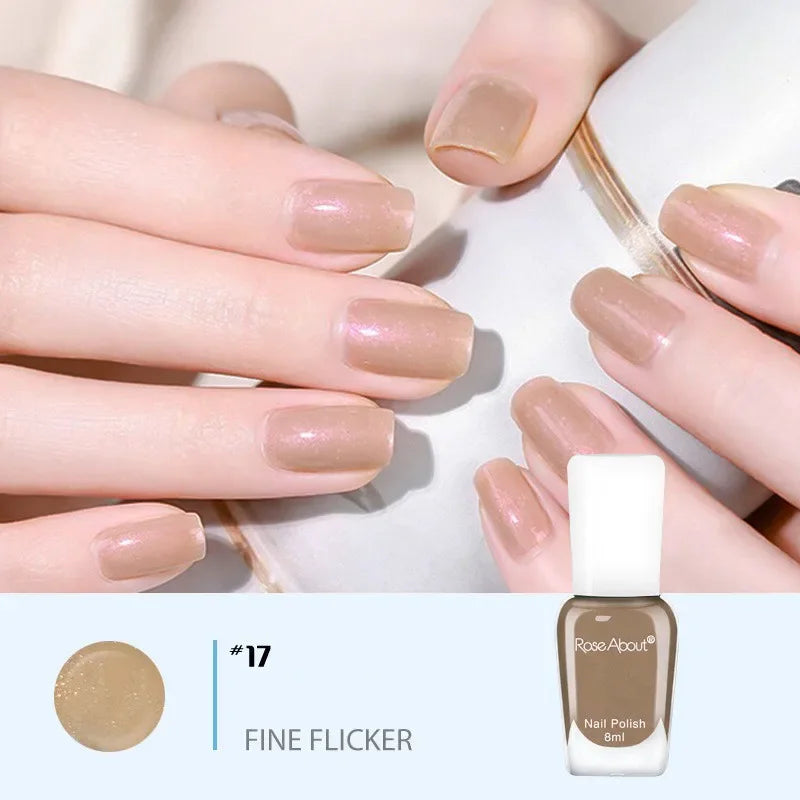 40 Colors No Bake Water-based Nail Polish Glitter Sequins Long-lasting Tearable Healthy Tearable Quick-drying Nude Nail Polish 13
