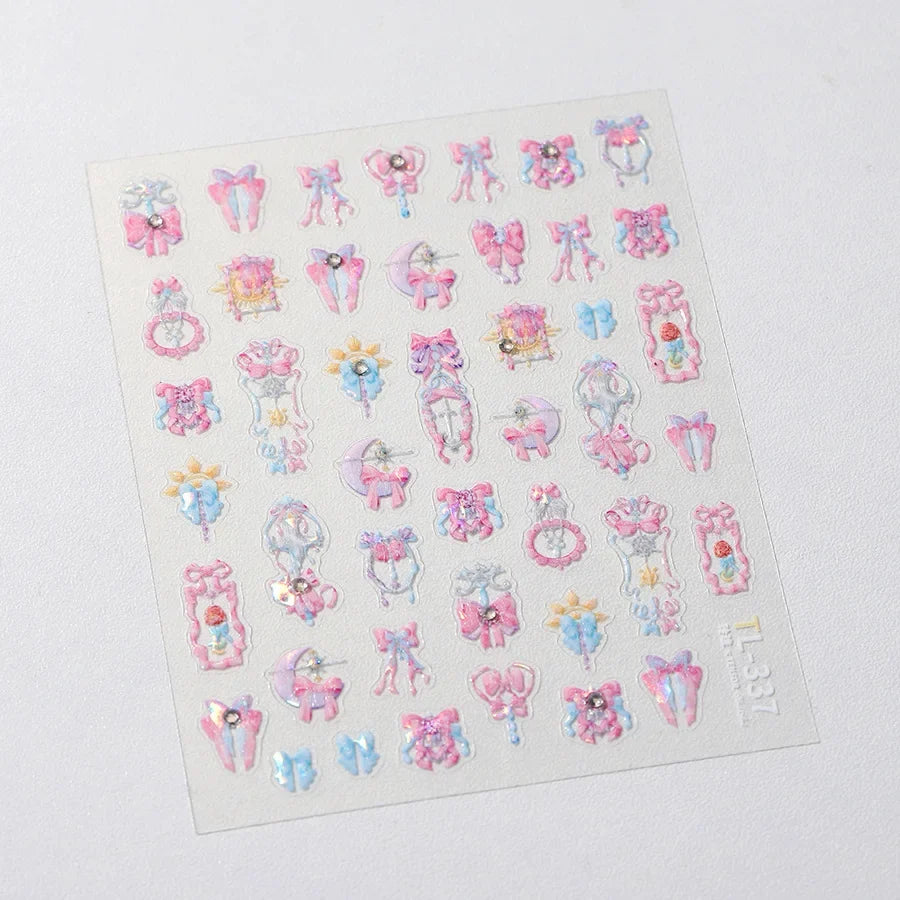 1pcs Dream Flower Window Shell Light Nail Art Stickers Japanese Flower Self Adhesive Stickers Press On Nails Decoration Decals 38
