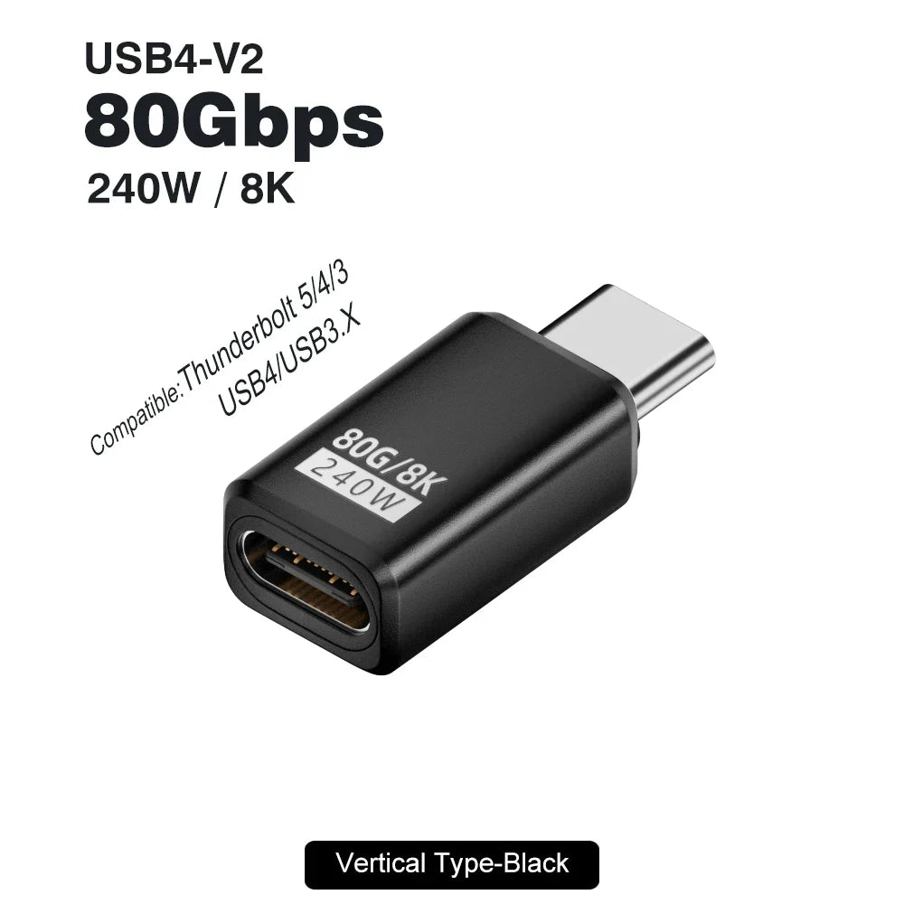 USB4 V2 90 Degree USB-C Angle Adapter | 80Gbps Thunderbolt 5/4/3 Elbow Connector 21
