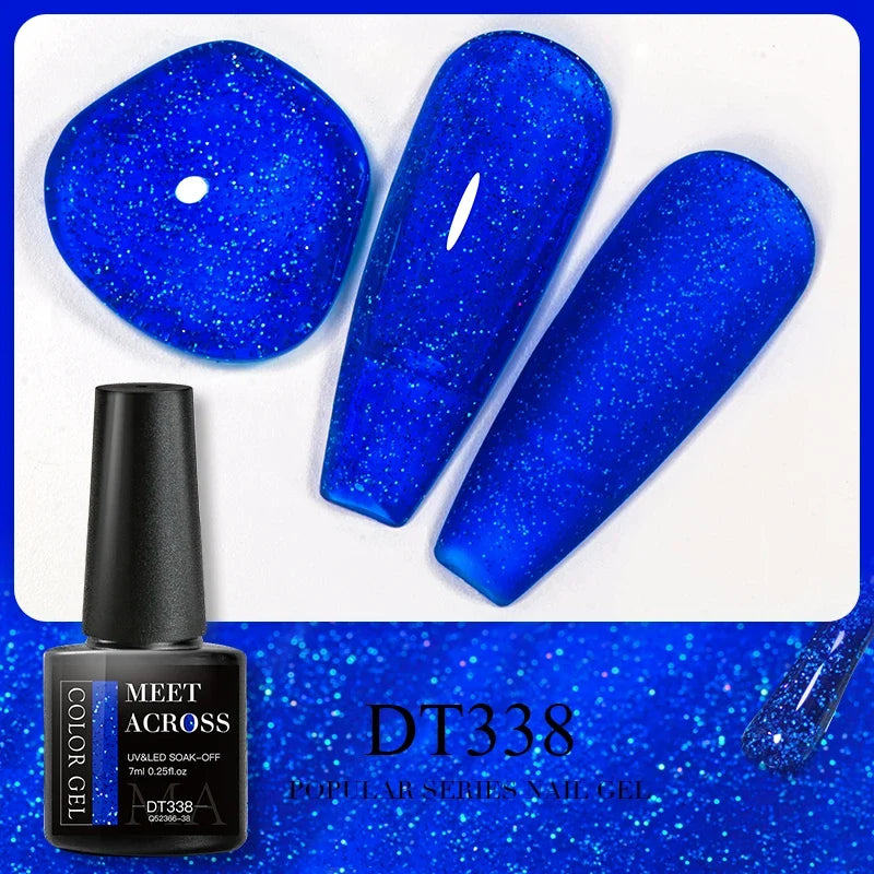 MEET ACROSS 5ml Pink Dried Flower Gel Nail Polish Natural Flower Fairy Nail Art Gel Soak Off UV LED Painting Varnishes For Nails 84