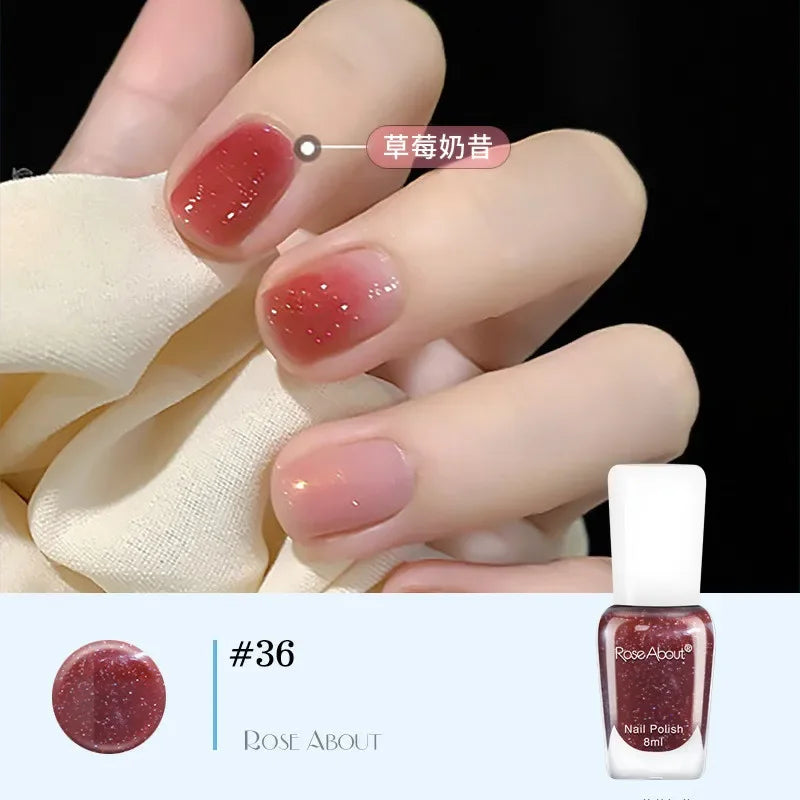 40 Colors No Bake Water-based Nail Polish Glitter Sequins Long-lasting Tearable Healthy Tearable Quick-drying Nude Nail Polish 30