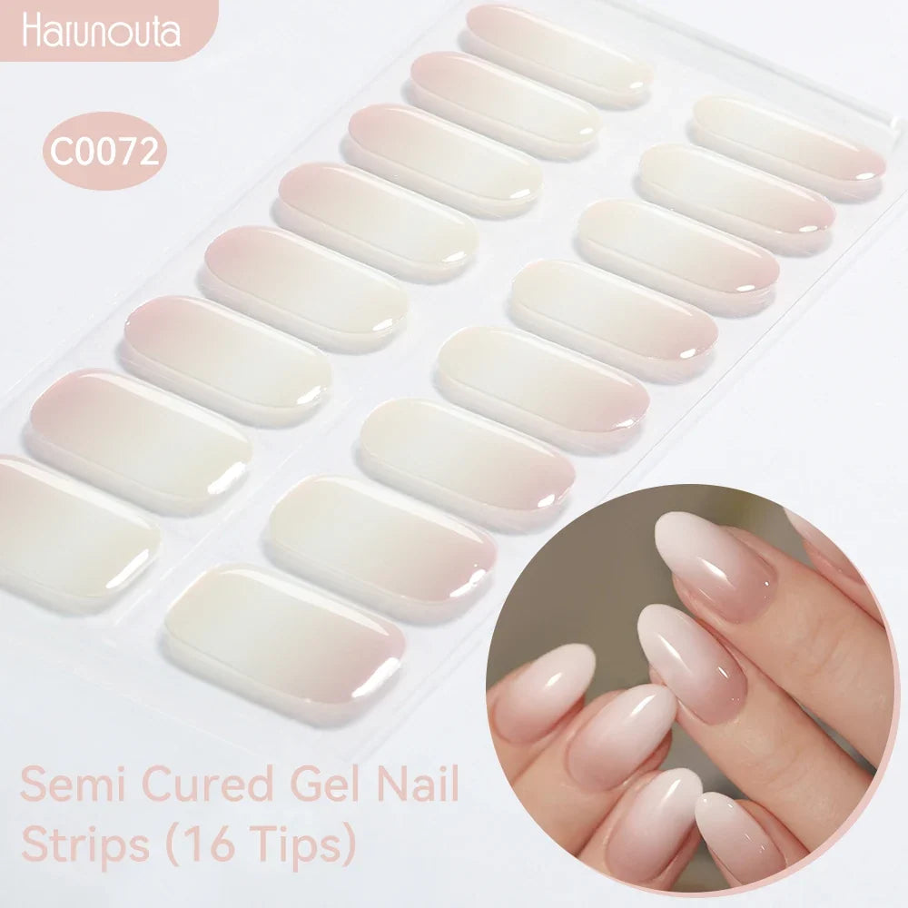 Gradient Auroras Semi Cured Gel Nail Strips Sparkly Shinning DIY Gel Polish Stickers for Nails Works with UV/LED Nail Lamps 35
