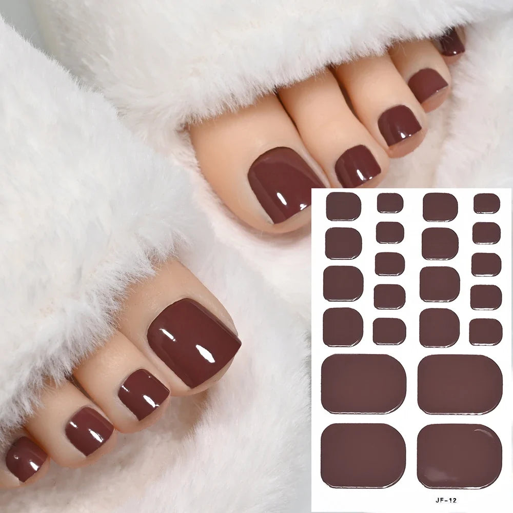 1pcs 22tips Gradient Glitter Full Toe Nail Wraps 3D Shiny Omber Pink/Purple/blue Toe Nail Polish Stickers Baking Free Toe Strips 35
